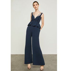 BCBGMAXAZRIA Navy Blue Wide Leg Jumpsuit, Size Small